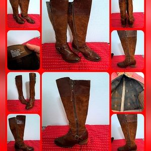 BORN KNEE HIGH LEATHER AND SUEDE BOOTS